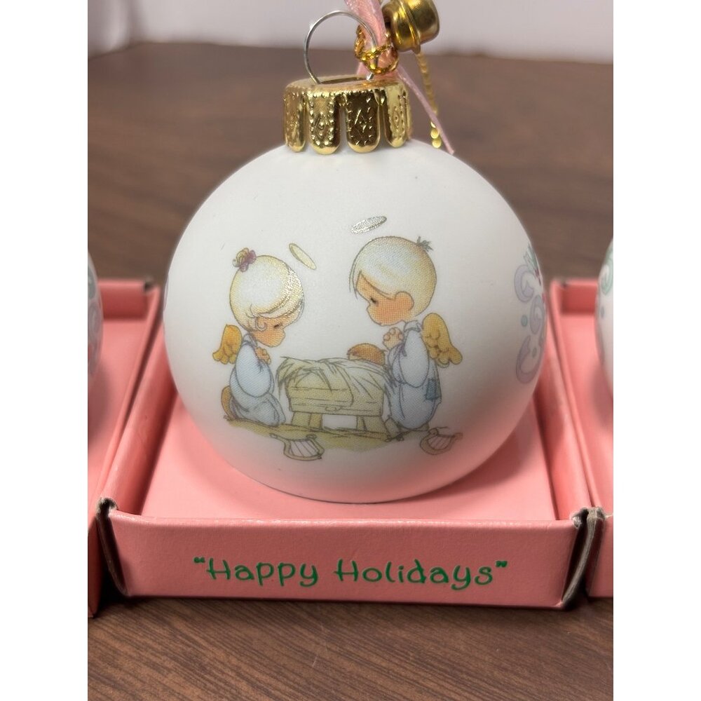 Precious Moments Tiny Trimmings Christmas Ornaments Set Of 6 VTG 1990s Porcelain - Picture 13 of 14